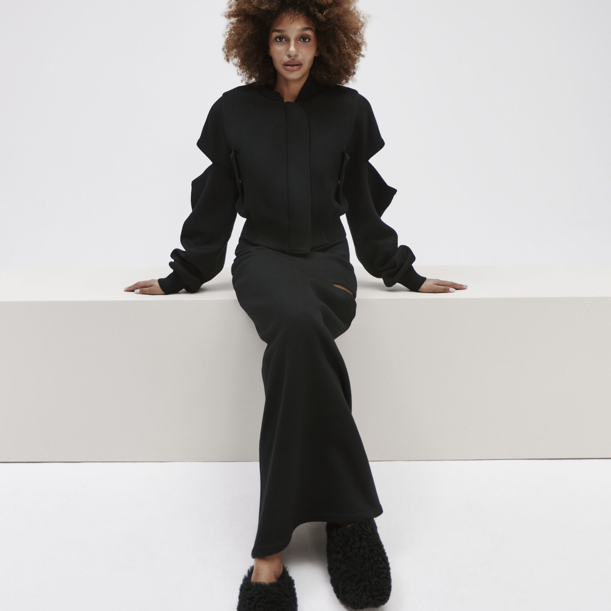 bomber jacket with a cutout in black