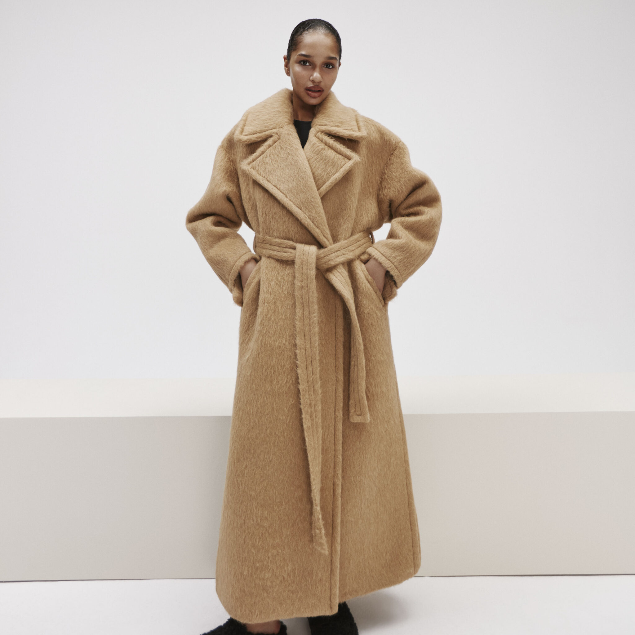 long beige alpaca coat