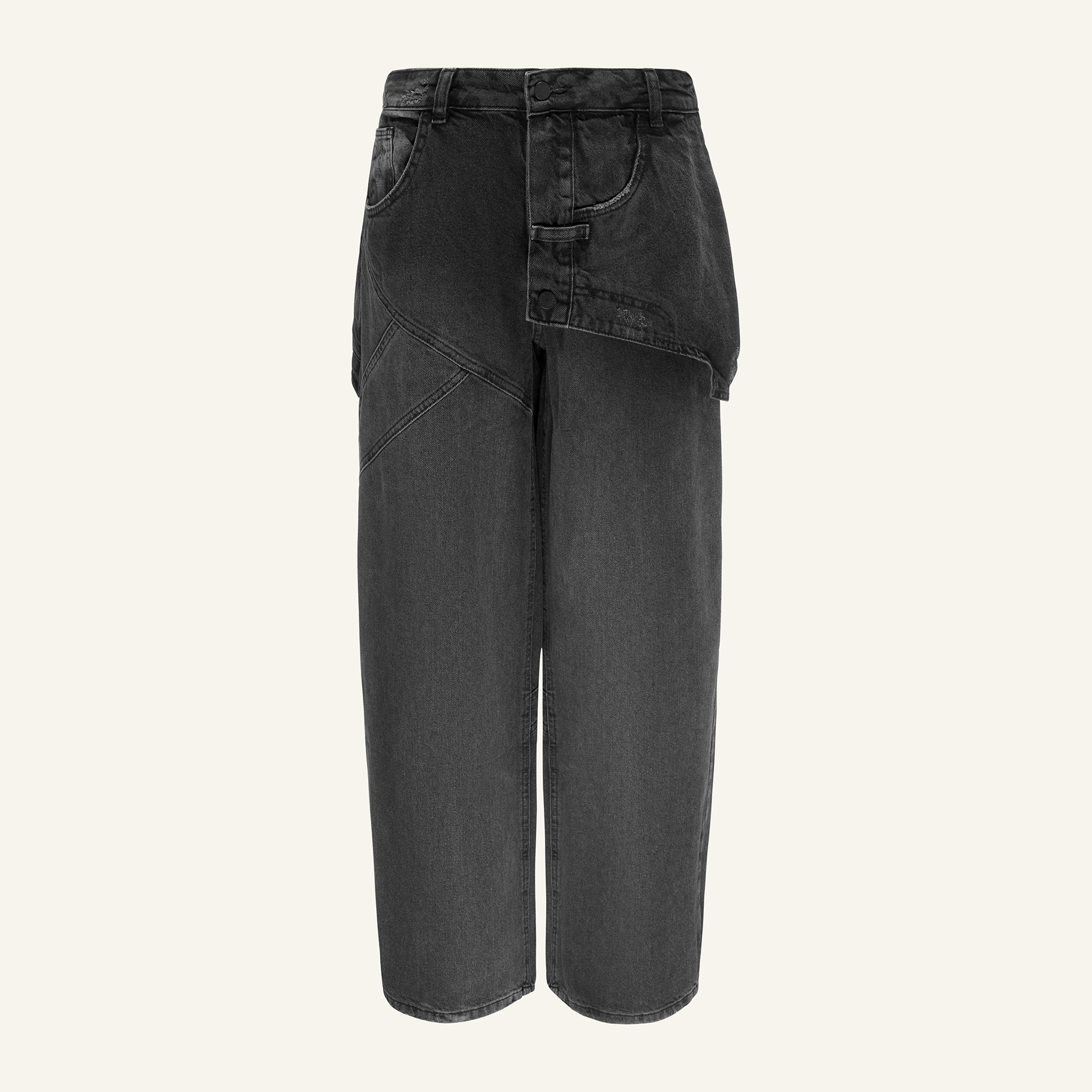 wide jeans with covered back