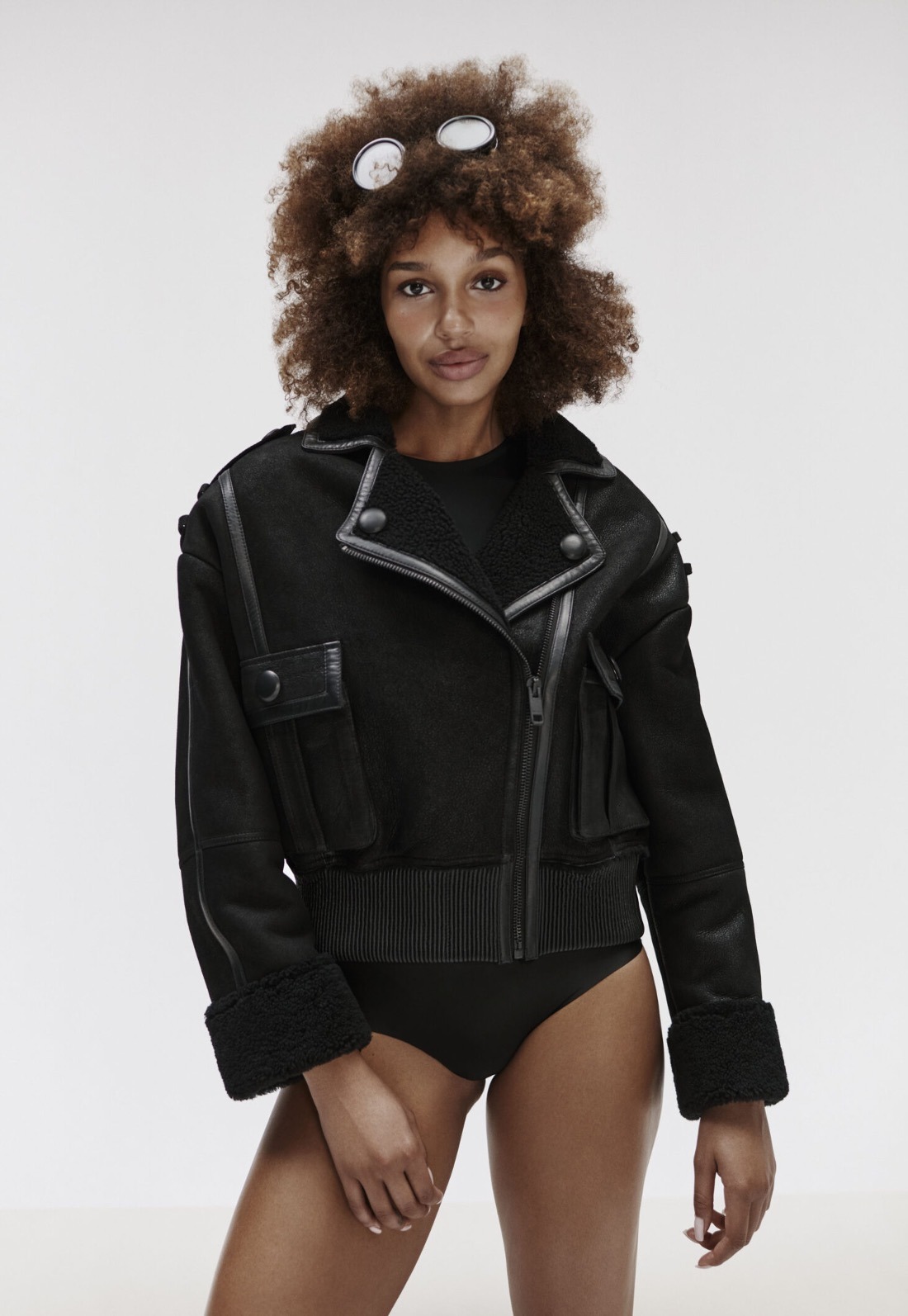 lamb leather jacket in black