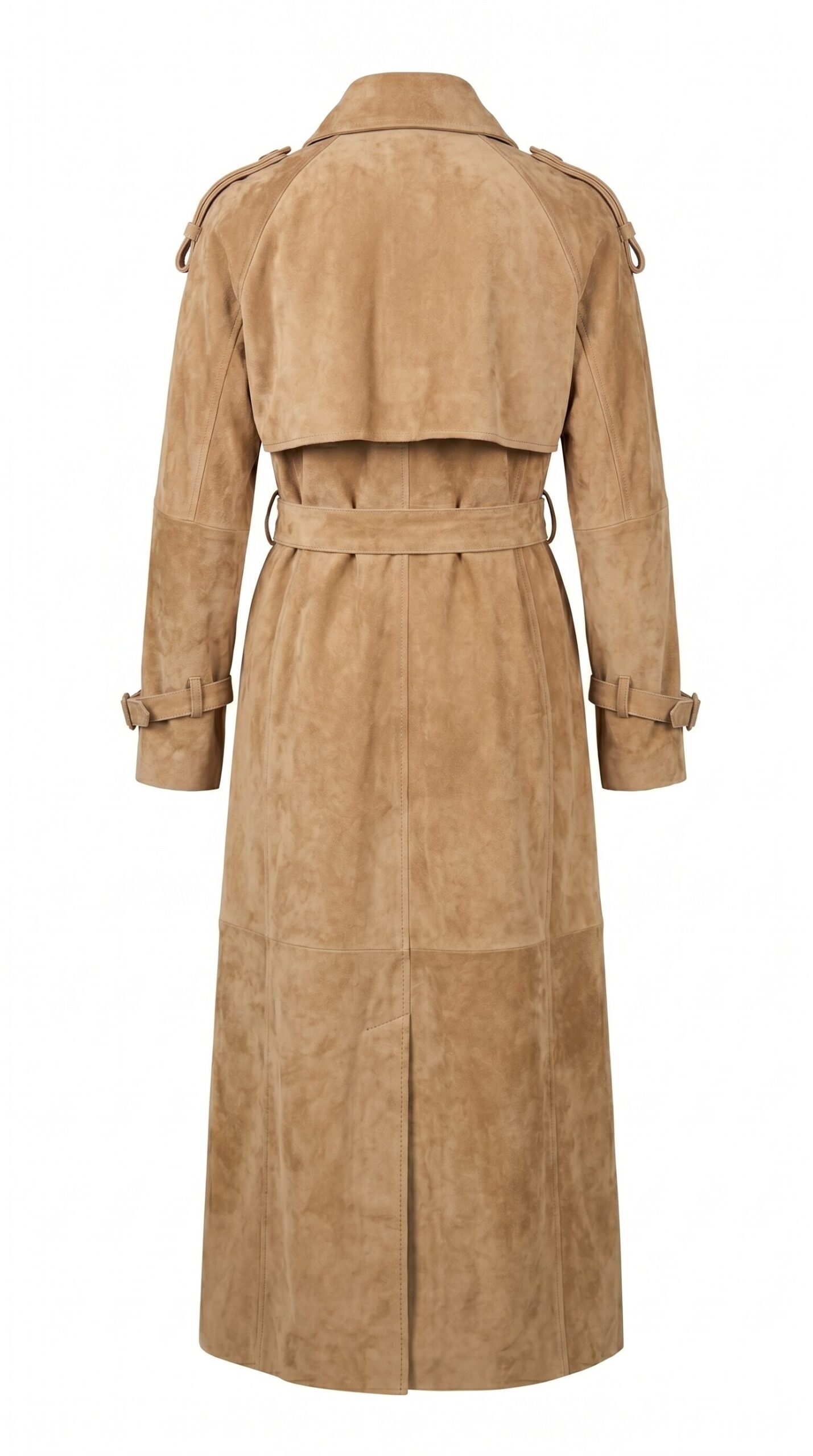 Long leather coat with belt