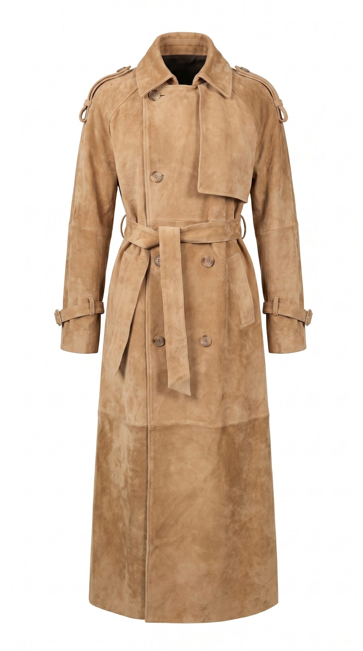 Long leather coat with belt