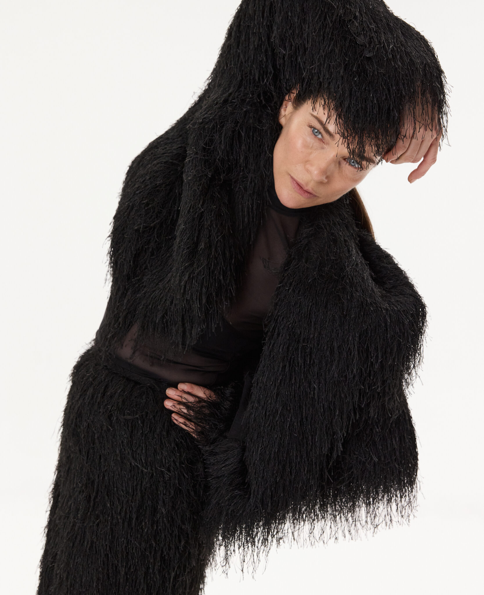 short blazer with fringes