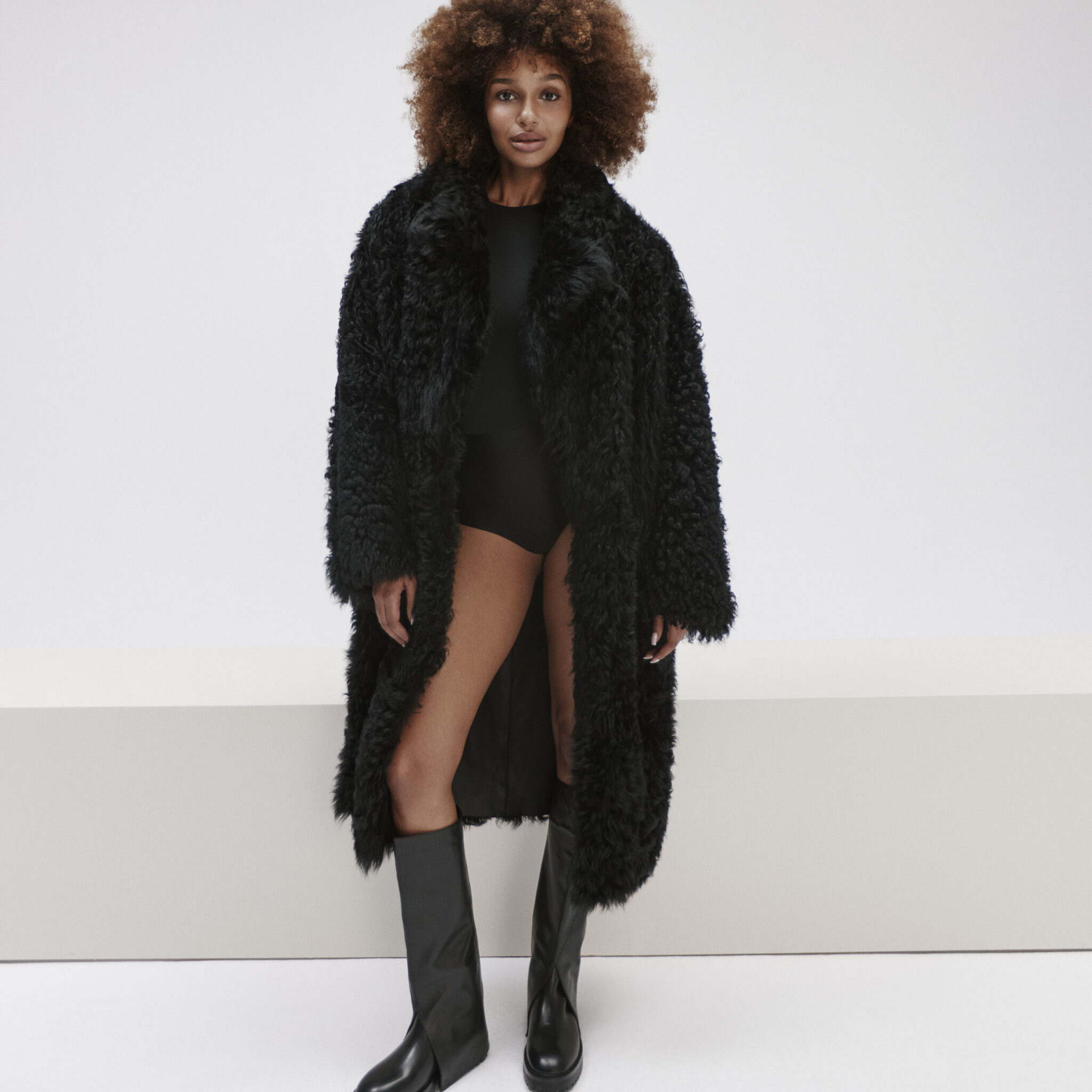 long lamb leather coat