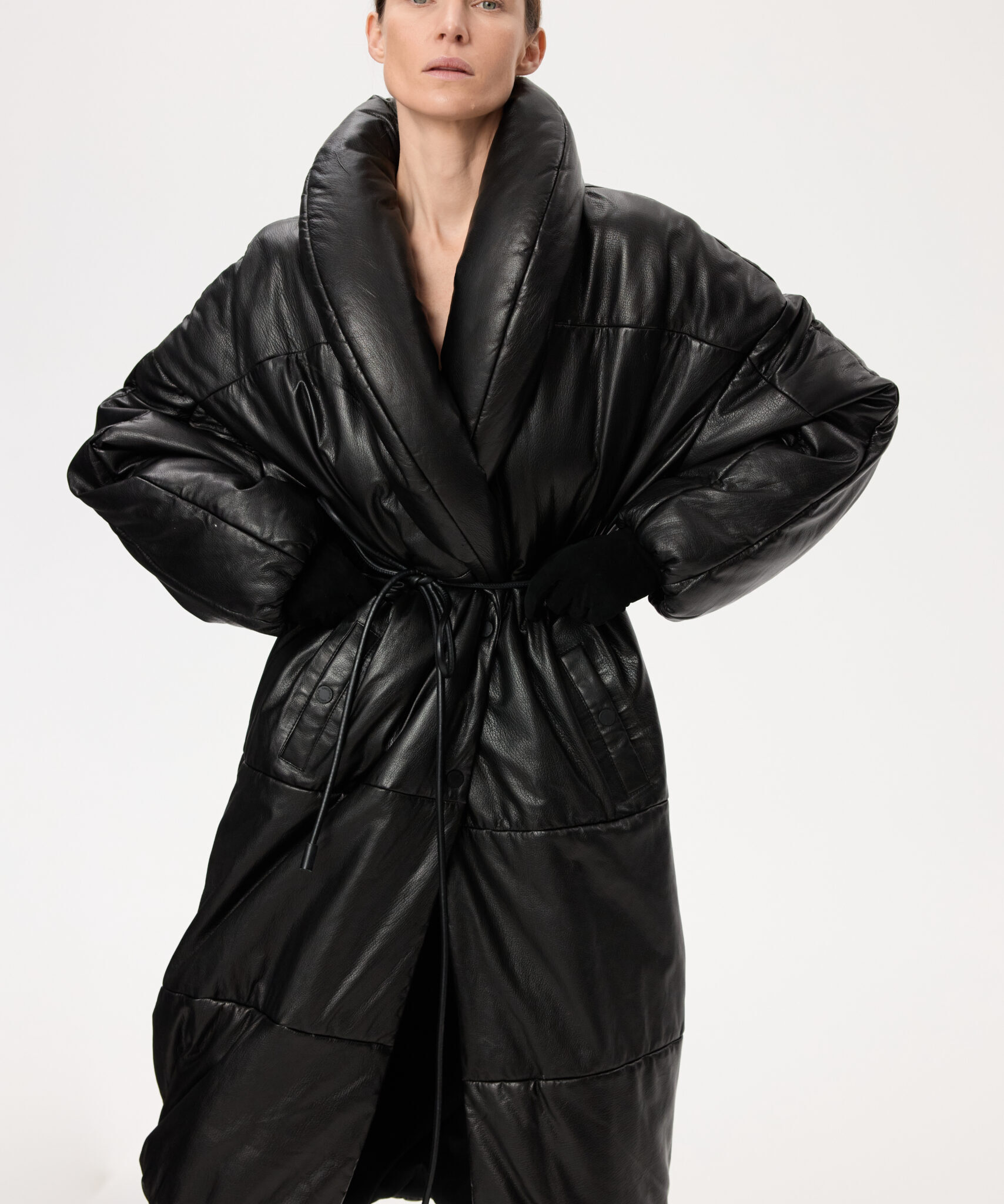 long leather coat