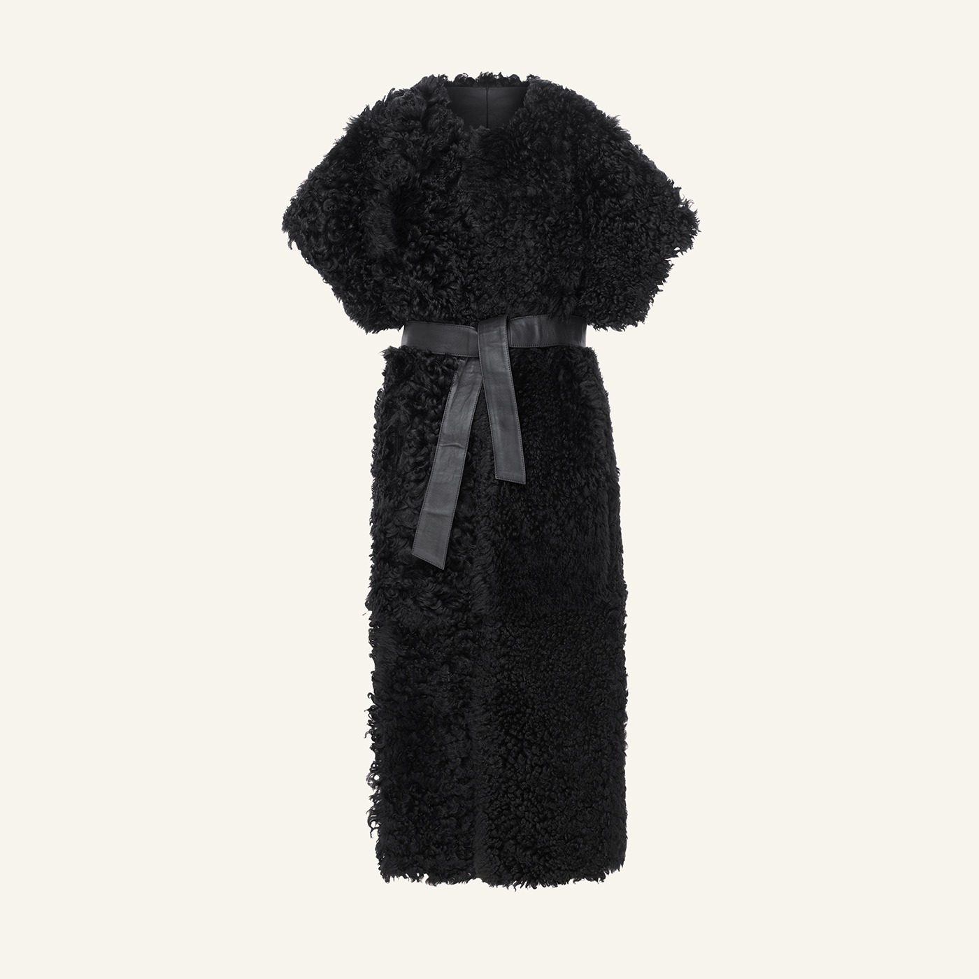 long fur coat without sleeves