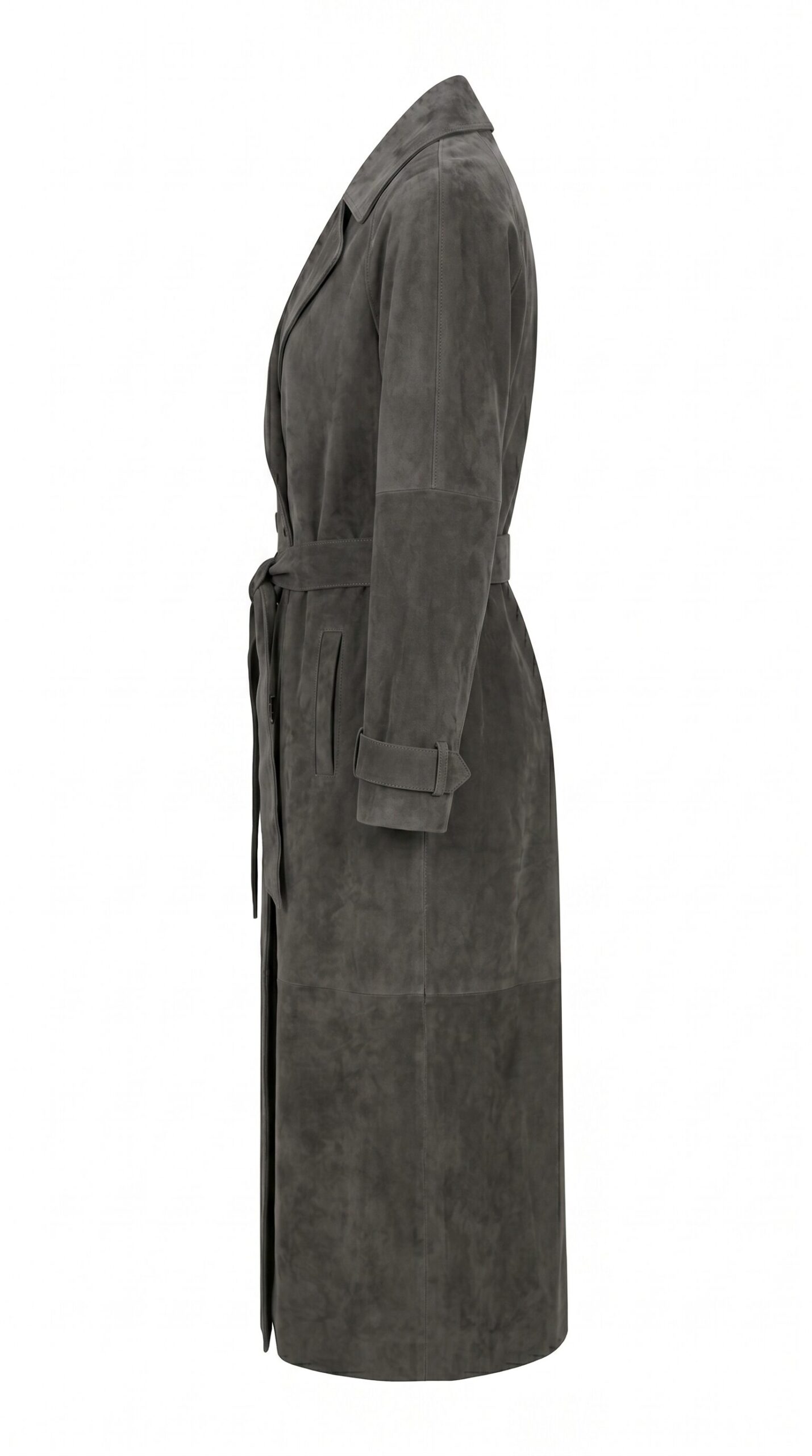 Suede trench coat