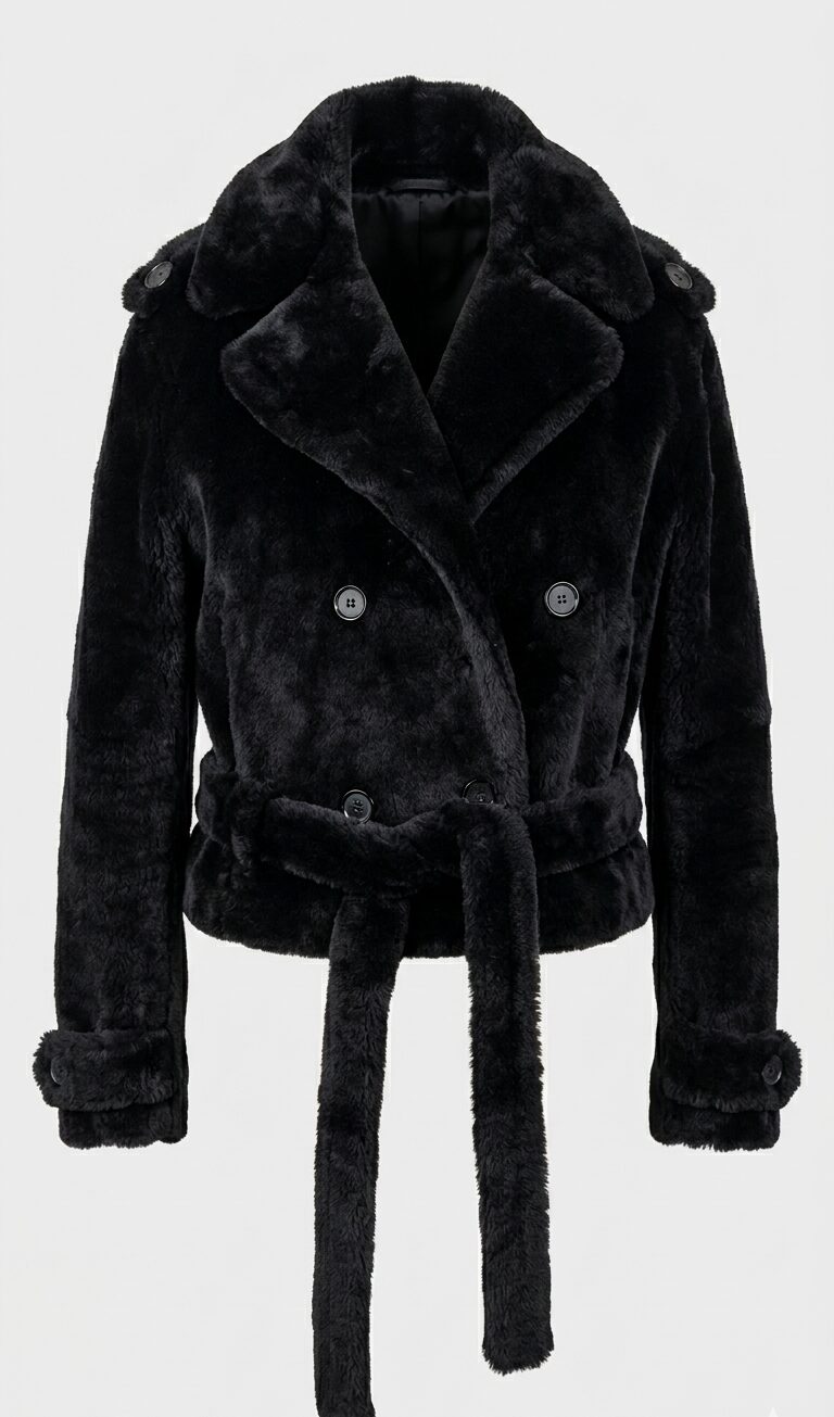 Shearling double-breasted jacket