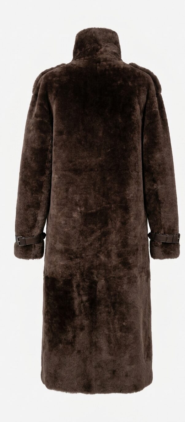 A tailored shearling double-breasted coat