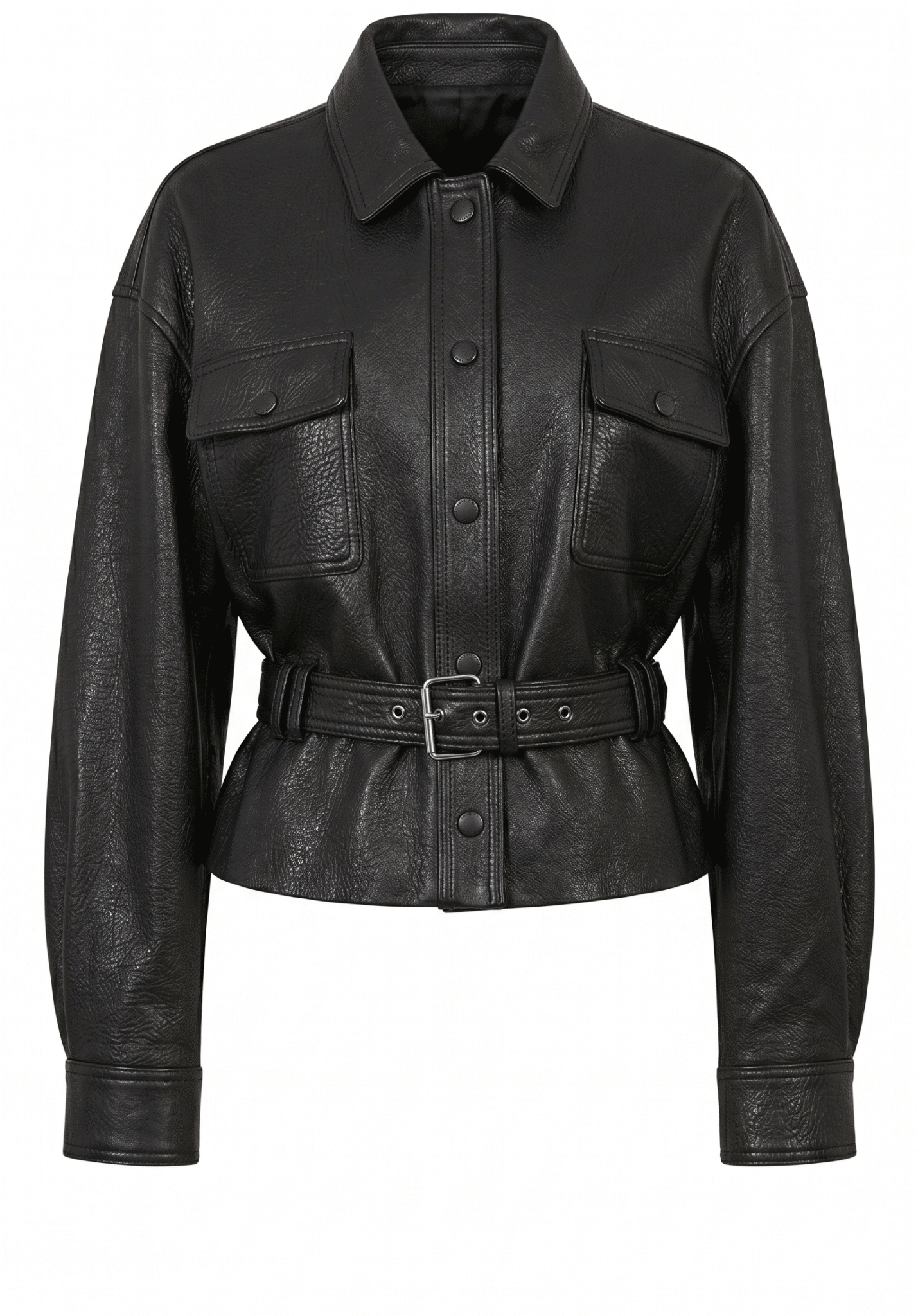 leather jacket with belt